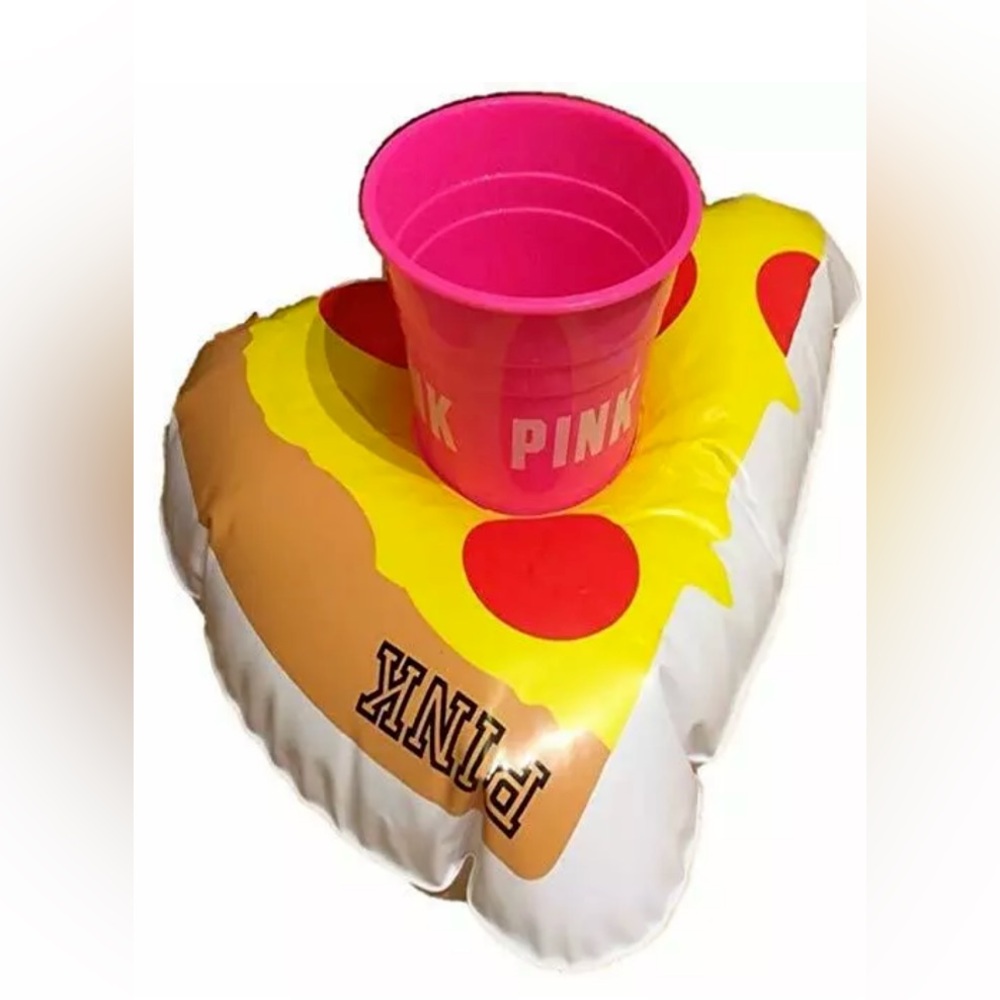 VICTORIAS SECRET PINK CUP INFLATABLE PIZZA SLICE HOLDER KOOZIE FLOAT SEALED
